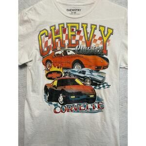 Chevy Corvette Youth Shirt S White Classic Car Graphic Official Chevrolet Tee